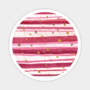 Golden lights on the striped wall Abstract watercolor Magnet